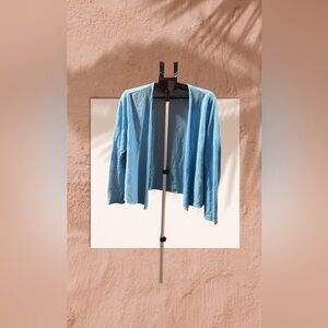 Like New J Jill Blue Women's Lightweight Linen Blend Cardigan